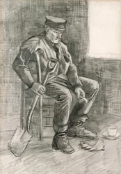 Uomo con una vanga che riposa, 1882